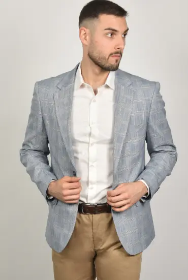 Muški sako karirani - SVETLO PLAVI