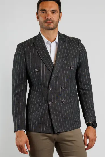 Muški sako na pruge - CRNI