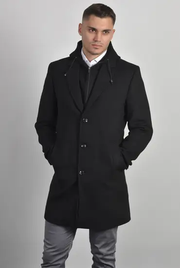 Muški kaput sa kapuljačom - CRNI