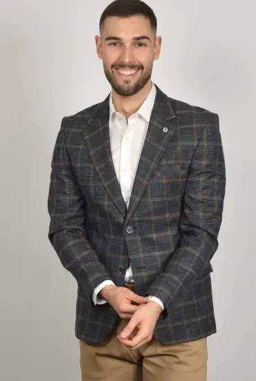 Muški sako karirani - TEGET BRAON