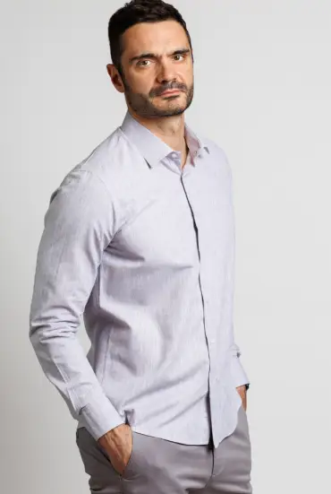 Muška SLIM FIT LANENA košulja - SIVA 