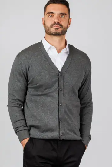 Muški džemper sa dugmadima - SIVI