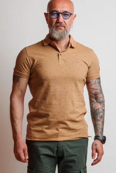 Beige men's polo shirt 