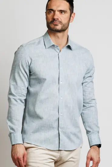 Muška SLIM FIT LANENA košulja - SVETLO ZELENA 