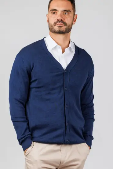 Muški džemper sa dugmadima - KRALJEVSKO PLAV