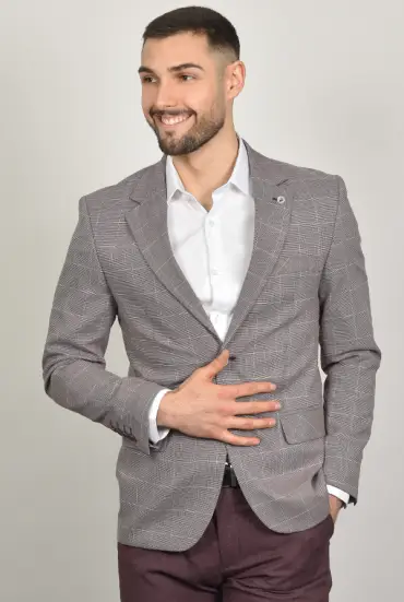 Muški sako karirani - SVETLO BORDO