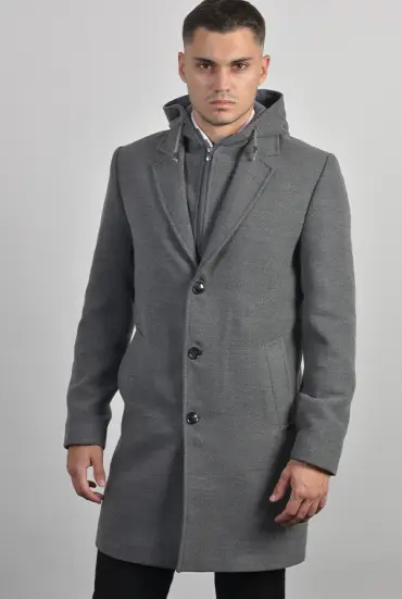 Muški kaput sa kapuljačom - SIVI