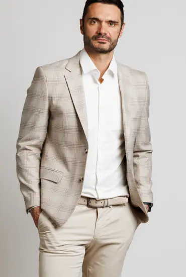 Muški sako karirani - BEŽ 