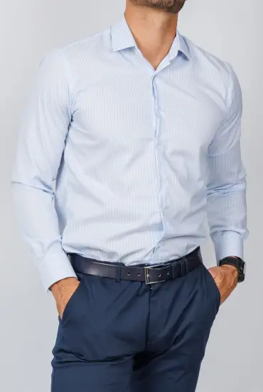 Muška REGULAR FIT košulja - BELO PLAVE PRUGE 