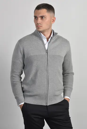 Muški džemper zip - SVETLO SIVA