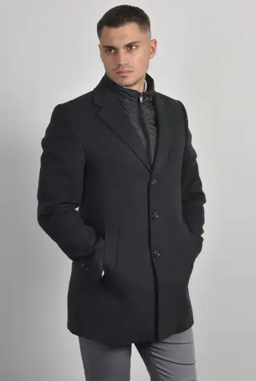 Muški kaput sa šuškavom kragnom - TAMNO SIVI