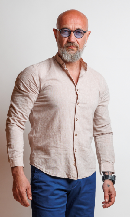Muška SLIM FIT lanena košulja - bež