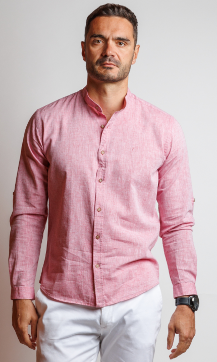Muška SLIM FIT lanena košulja - roze